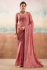 Beautiful Rose Pink Chiffon Designer Saree with Embroidery Work for Women
