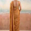 Vibrant Rust Orange Chiffon Saree with Embroidery Work for Women