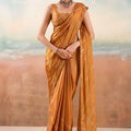 Vibrant Rust Orange Chiffon Saree with Embroidery Work for Women