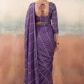Lovely Purple Chiffon Saree Embroidery Work for Women