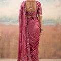 Stunning Rani Pink Chiffon Saree Embroidery Work for Women