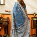 Stylish Blue Cotton Woven Jacquard Designer Saree for Women