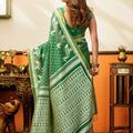 Grceful Green Cotton Woven Jacquard Designer Saree for Women