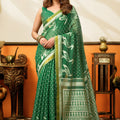 Grceful Green Cotton Woven Jacquard Designer Saree for Women