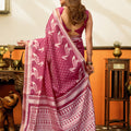 Lovely Magenta Pink Cotton Woven Jacquard Designer Saree for Women