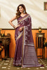 Stylish Wine Cotton Woven Jacquard Designer Saree for Women