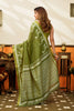 Graceful Olive Green Cotton Woven Jacquard Designer Saree for Women