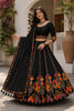 Elegant Black Cotton Rayon Designer Printed Lehenga Choli with Dupatta for Women