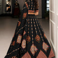 Stylish Black Cotton Rayon Designer Printed Lehenga Choli with Dupatta for Women