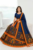 Royal Blue and Orange Designer Printed Lehenga Choli with Dupatta for Women