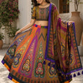 Traditional Multicolor Cotton Rayon Designer Printed Lehenga Choli with Dupatta for Women