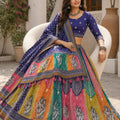 Superb Multicolor Cotton Rayon Designer Printed Lehenga Choli with Dupatta for Women