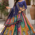 Superb Multicolor Cotton Rayon Designer Printed Lehenga Choli with Dupatta for Women