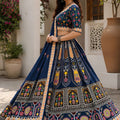 Glorious Navy Blue Cotton Rayon Designer Printed Lehenga Choli with Dupatta for Women