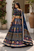 Glorious Navy Blue Cotton Rayon Designer Printed Lehenga Choli with Dupatta for Women