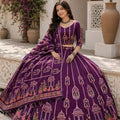 Gorgeous Purple Cotton Rayon Designer Printed Lehenga Choli with Dupatta for Women