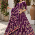 Gorgeous Purple Cotton Rayon Designer Printed Lehenga Choli with Dupatta for Women