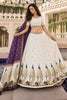 Amazing White and Purple Cotton Rayon Designer Printed Lehenga Choli with Dupatta for Women