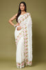 Elegant White Moss Chiffon Saree Sequin Embroidery Work for Women
