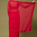 Stylish Red Chiffon Saree Sequin Embroidery Border for Women
