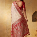 Elegant Off White Silk Blend Woven Jari Designer Saree for Women
