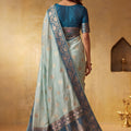 Royal Light Blue Silk Blend Woven Jari Designer Saree for Women