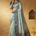 Royal Light Blue Silk Blend Woven Jari Designer Saree for Women