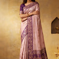 Premium Mauve Silk Blend Woven Jari Designer Saree for Women