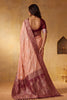 Beautiful Peach Silk Blend Woven Jari Designer Saree for Women