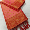 Beautiful Peach Pink Silk Woven Jari Designer Saree for Women