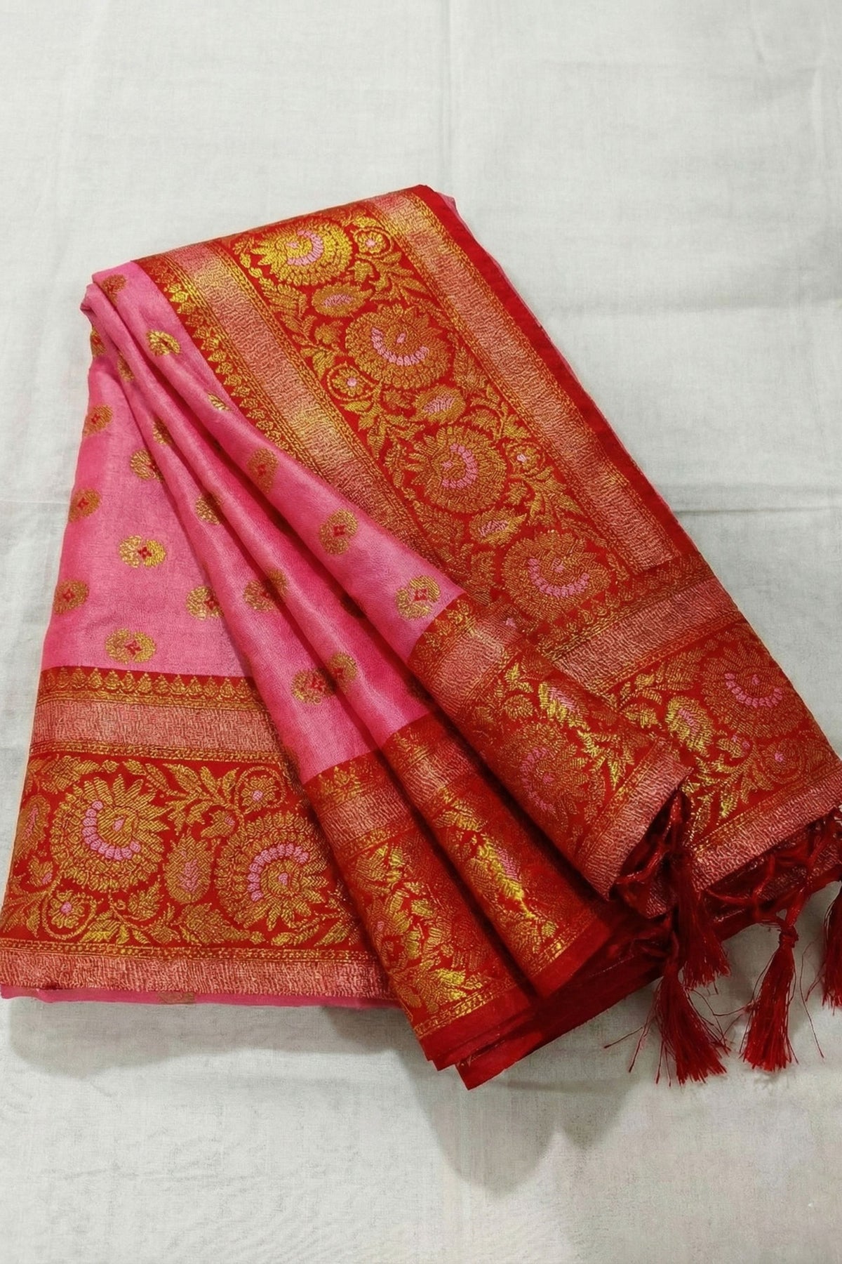Stylish Pink Silk Woven Jari Designer Saree for Women