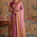 Stylish Pink Silk Woven Jari Designer Saree for Women