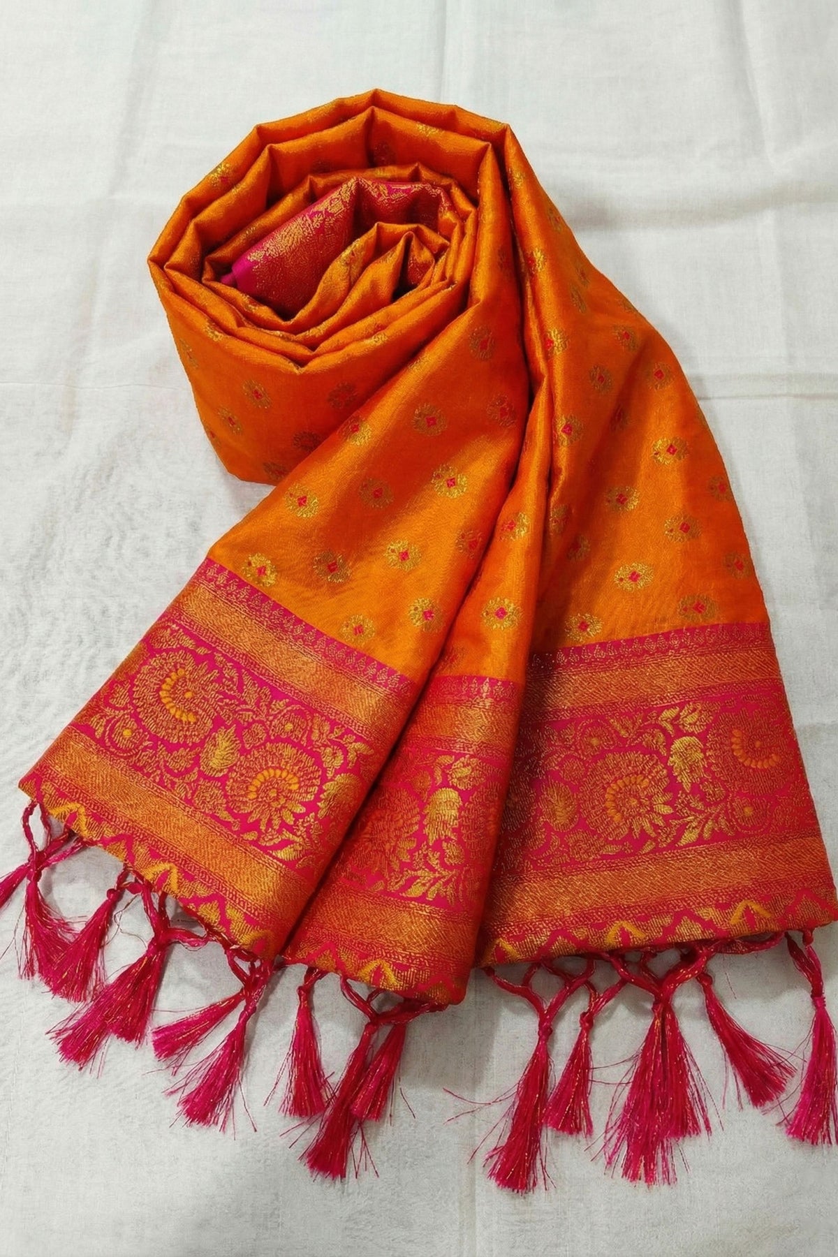 Vibrant Orange Silk Woven Jari Designer Saree for Women