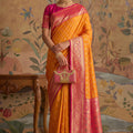 Vibrant Orange Silk Woven Jari Designer Saree for Women
