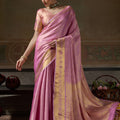 Elegant Rose Pink Kanchivaram Silk Woven Jari Designer Saree for Women