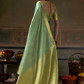 Graceful Sea Green Kanchivaram Silk Woven Jari Designer Saree for Women