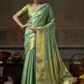 Graceful Sea Green Kanchivaram Silk Woven Jari Designer Saree for Women