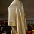 Stylish Cream Kanchivaram Silk Woven Jari Designer Saree for Women