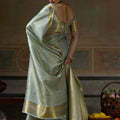 Royal Sky Blue Kanchivaram Silk Woven Jari Designer Saree for Women