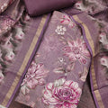 Lovely Mauve Simmer Linen Cotton Printed Hand Work Dupatta for Women