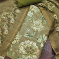 Graceful Olive Green Simmer Linen Cotton Hand Work Dupatta for Women