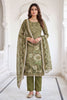 Graceful Olive Green Simmer Linen Cotton Hand Work Dupatta for Women