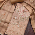 Beautiful Peach Pink Simmer Linen Cotton  Hand Work Dupatta for Women