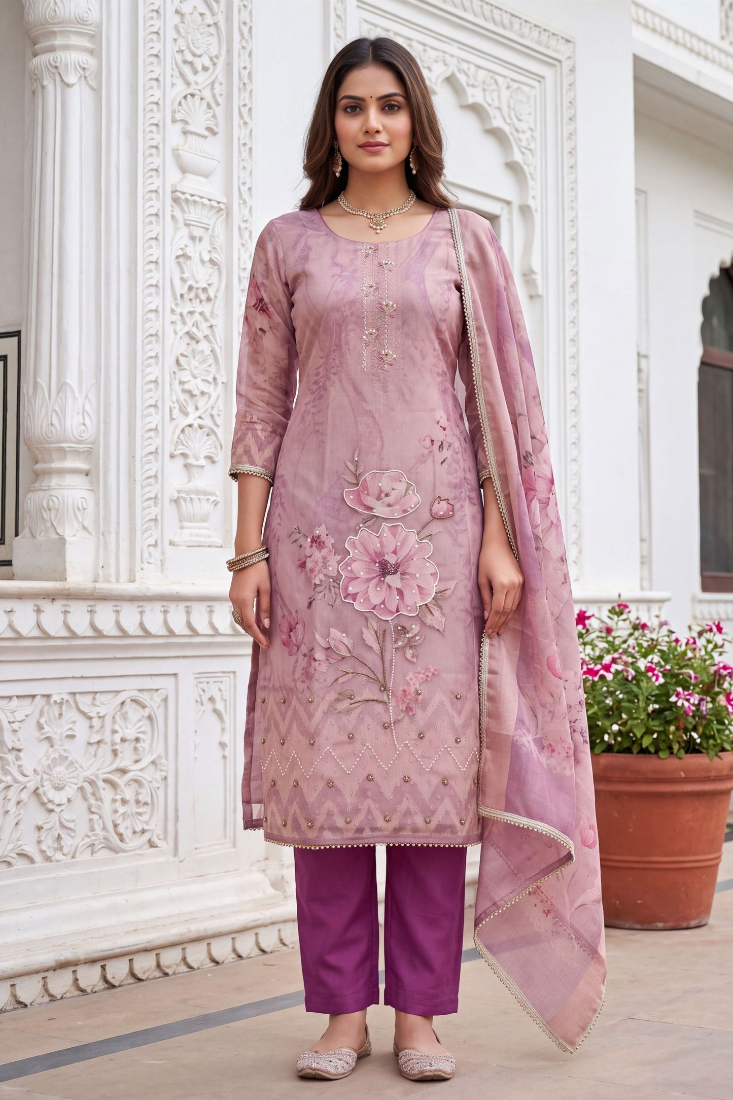 Elegant Purple Simmer Linen Cotton Dupatta for Women