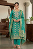 Vibrant Teal Blue Banarasi Cotton Woven Designer Hand Work Salwar Suit for Women