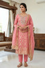 Beautiful Pink Banarasi Cotton Woven Designer Hand Work Salwar Suit for Women