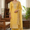 Premium Mustard Yellow Banarasi Cotton Woven Designer Hand Work Salwar Suit for Women
