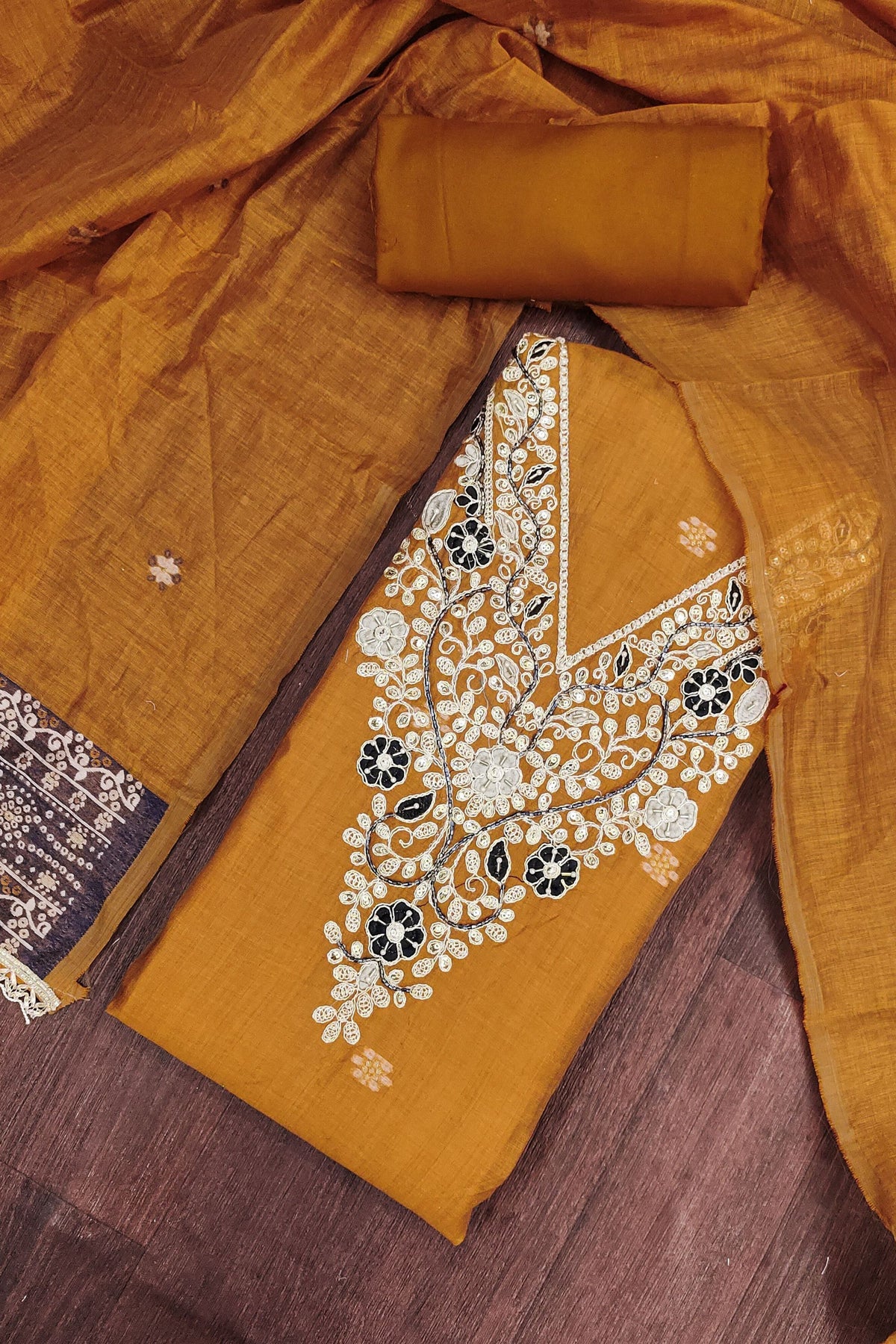 Stunning Rust Orange Banarasi Cotton Woven Designer Hand Work Salwar Suit for Women