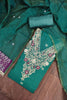 Graceful Teal Green Banarasi Cotton Woven Designer Hand Work Salwar Suit for Women
