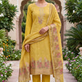 Royal Mustard Yellow Banarasi Cotton Woven Designer Hand Work Salwar Suit for Women